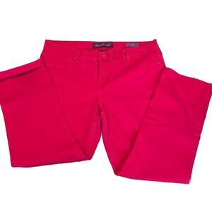 Gloria Vanderbilt Sadie size 14P slim dark pink cropped jeans cuffed or not EUC